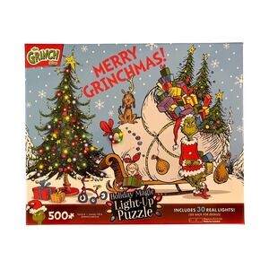 Dr Seuss The Grinch Merry Grinchmas Holiday Magic Light-Up Puzzle 500 Piece LED
